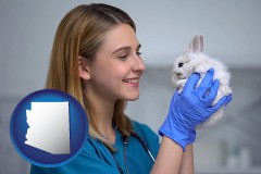 arizona young female vet caring for a bunny