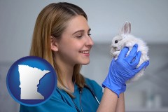 minnesota young female vet caring for a bunny